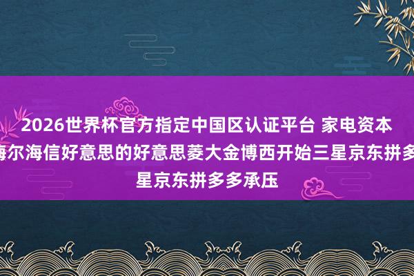 2026世界杯官方指定中國區認證平臺 家電資本大漲! 海爾海信好意思的好意思菱大金博西開始三星京東拼多多承壓